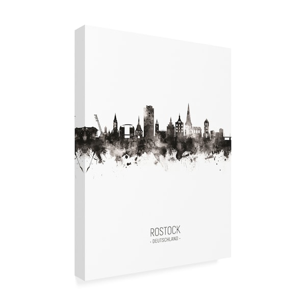 Michael Tompsett 'Rostock Germany Skyline Portrait II' Canvas Art,24x32